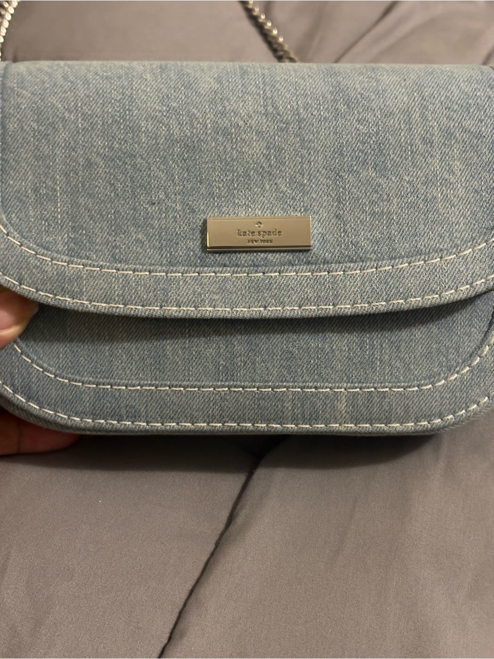 kate spade Light Denim Crossbody Bag with Silver Plaque